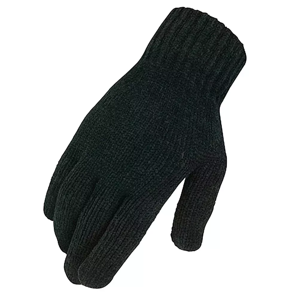 05 Size Heritage Chenille Knit Horse Stretchable Riding Gloves Black