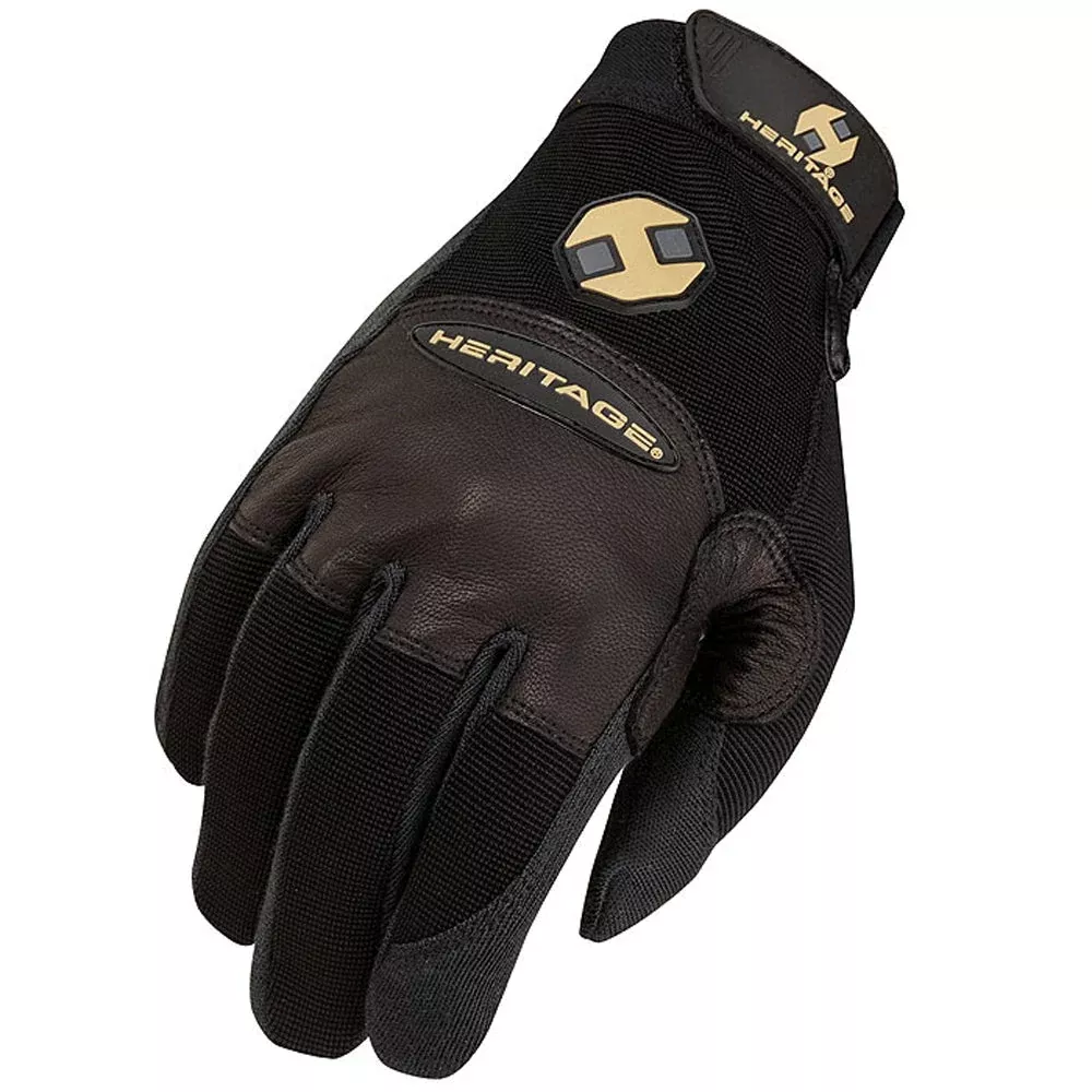 08 Size Heritage Champion Roping Horse Stretchable Riding Gloves Black