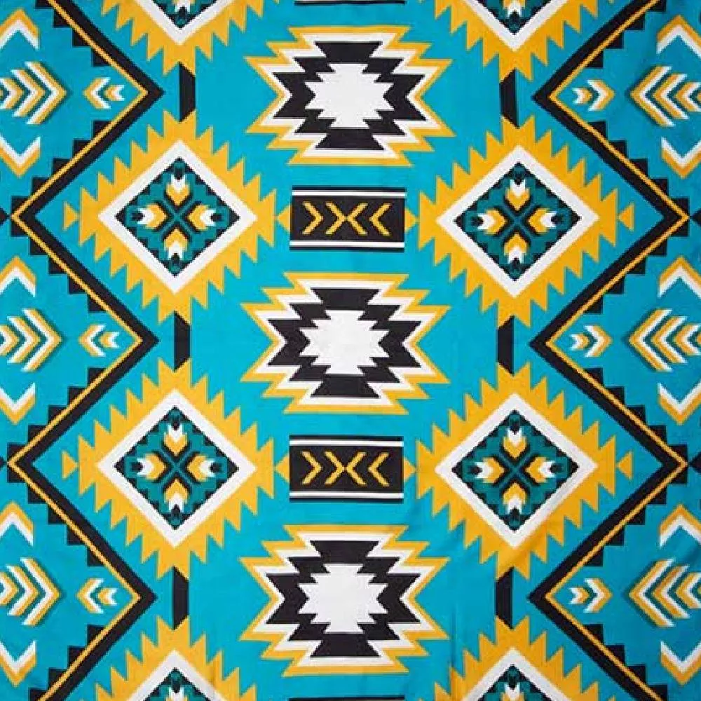 #1 Teal/Gold Southwest Silk Scarf - 20"