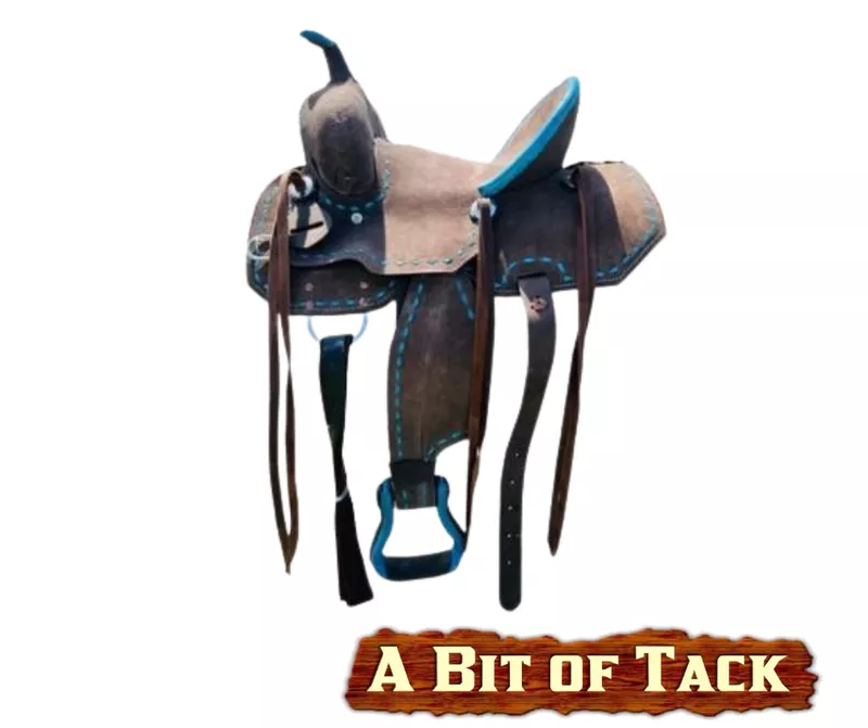 10" Pony Saddle - Chocolate w/teal buck stitch & pencil roll seat
