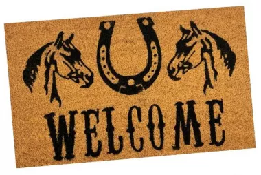 100% Coir Outdoor Welcome Mat - Horseshoe and Horsehead