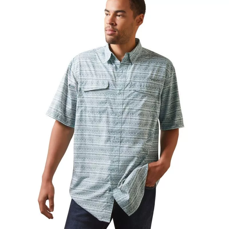 10043348 ARIAT MEN'S VENTTEK OUTBOUD SS SHIRT FAIR AQUA