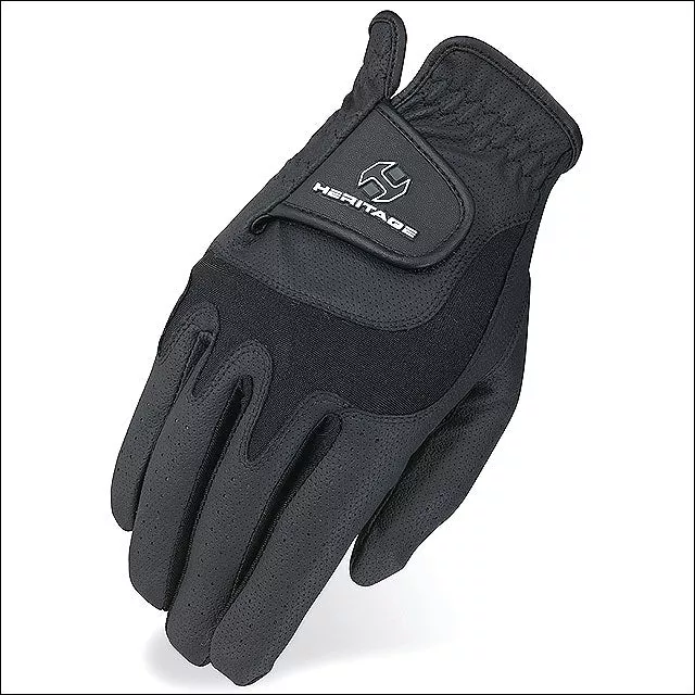 12 Size Heritage Elite Show Horse Stretchable Riding Gloves Black