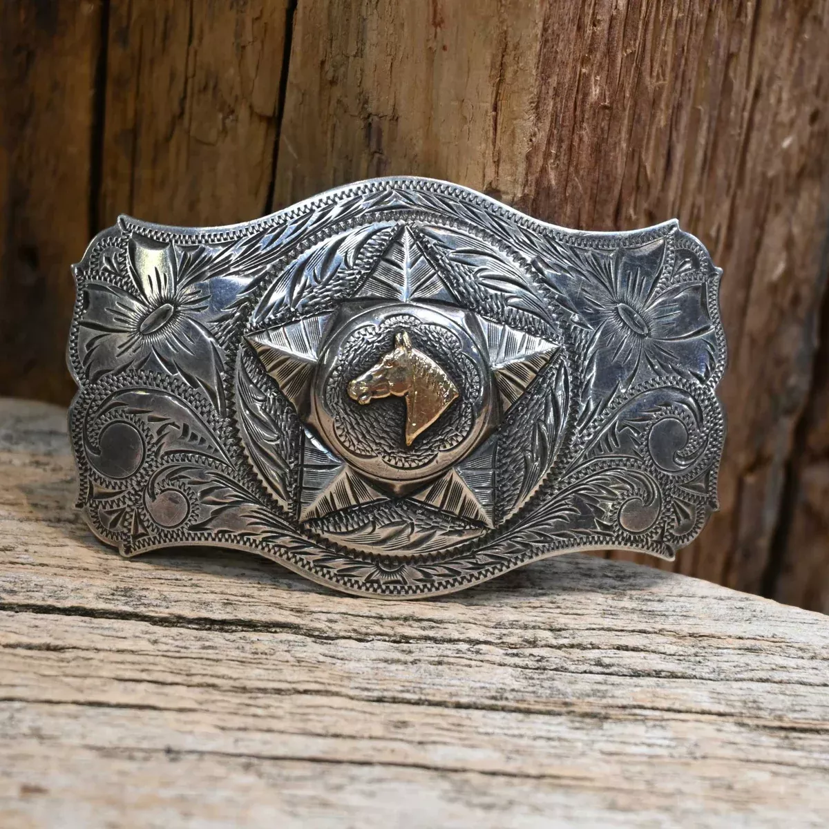 1950's Keystone Bro's Sterling Silver & 10k Gold Belt Buckle