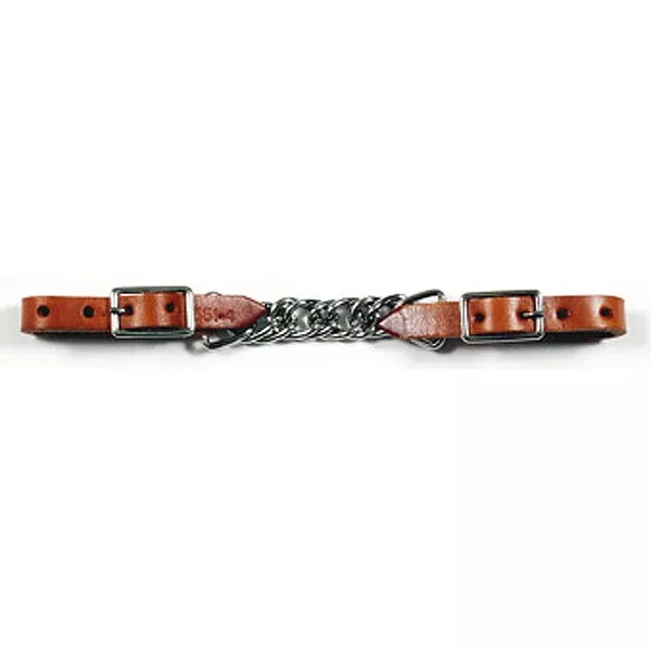 3 1/2 Inch Circle Y Horse Tack Leather Curb Strap Chains Flat Chain Regular Oil