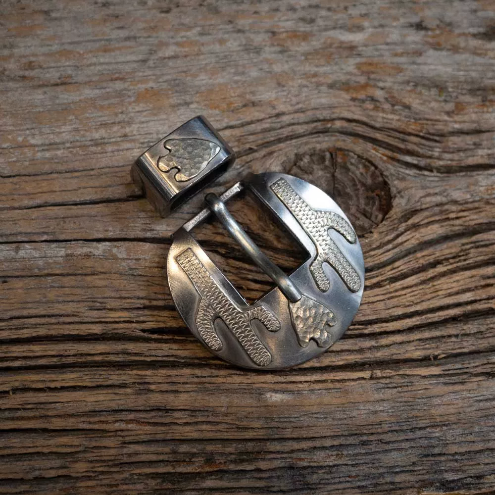 3/4"Wayne Dollar Silver Cactus Headstall Buckle Set