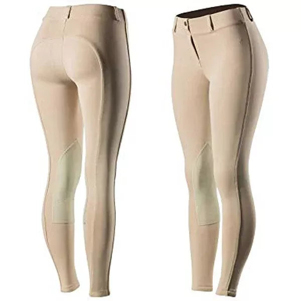 38" Horze Ella Womens Pull On Knee Patch Breeches Soft Slightly Stretchy Tan