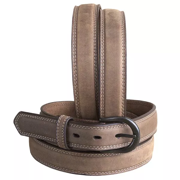 3D Full-Grain Cognac Leather Cowboy Belt Brown 1.25" Wide & Removable Buckle