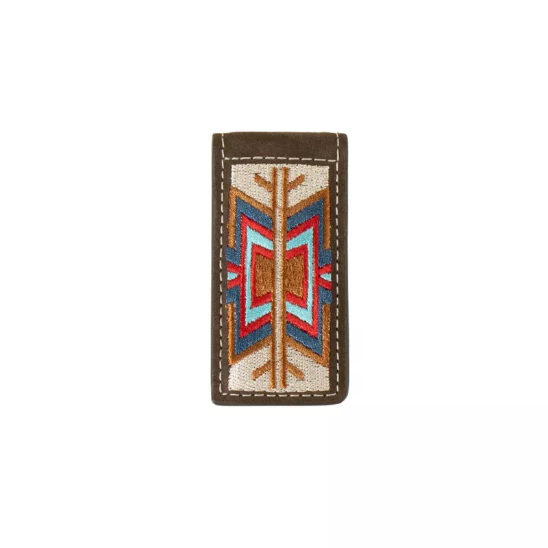 3D Men's Money Clip Embroidered Inlay Wallet- Multi