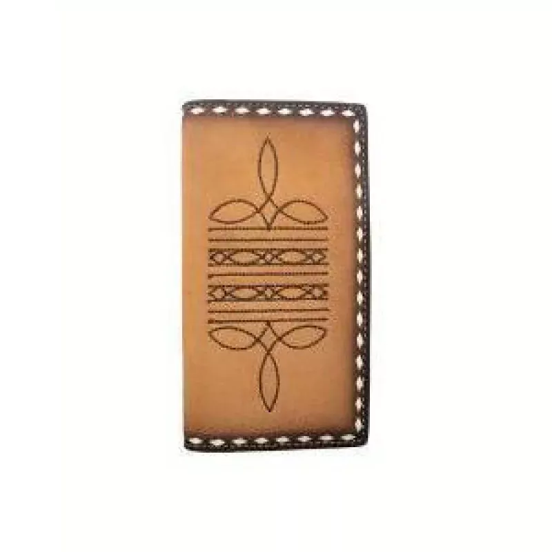 3D Rodeo Style Wallet Boot Stitch Buck Lace Wallet- Brown