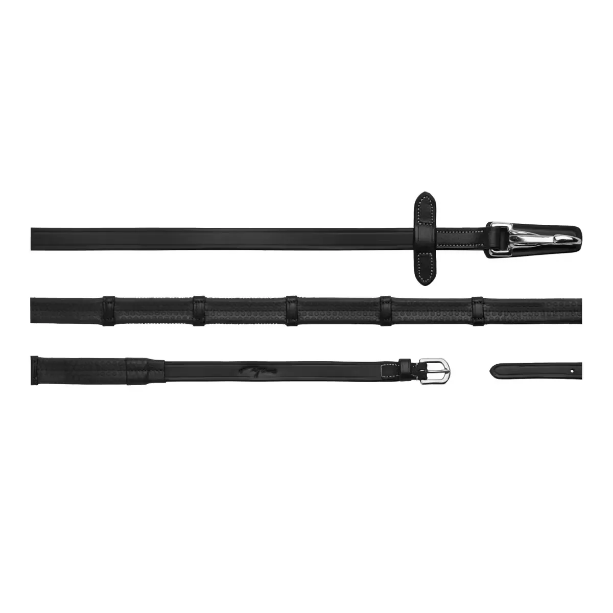 5/8 Rubber Reins with Leather Loops and Snap