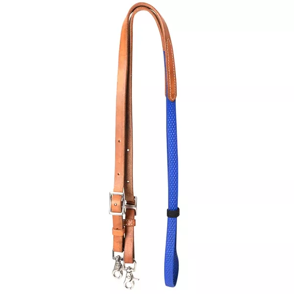 8 Ft Hilason Horse Western Leather Rubber Grip Barrel Split Reins
