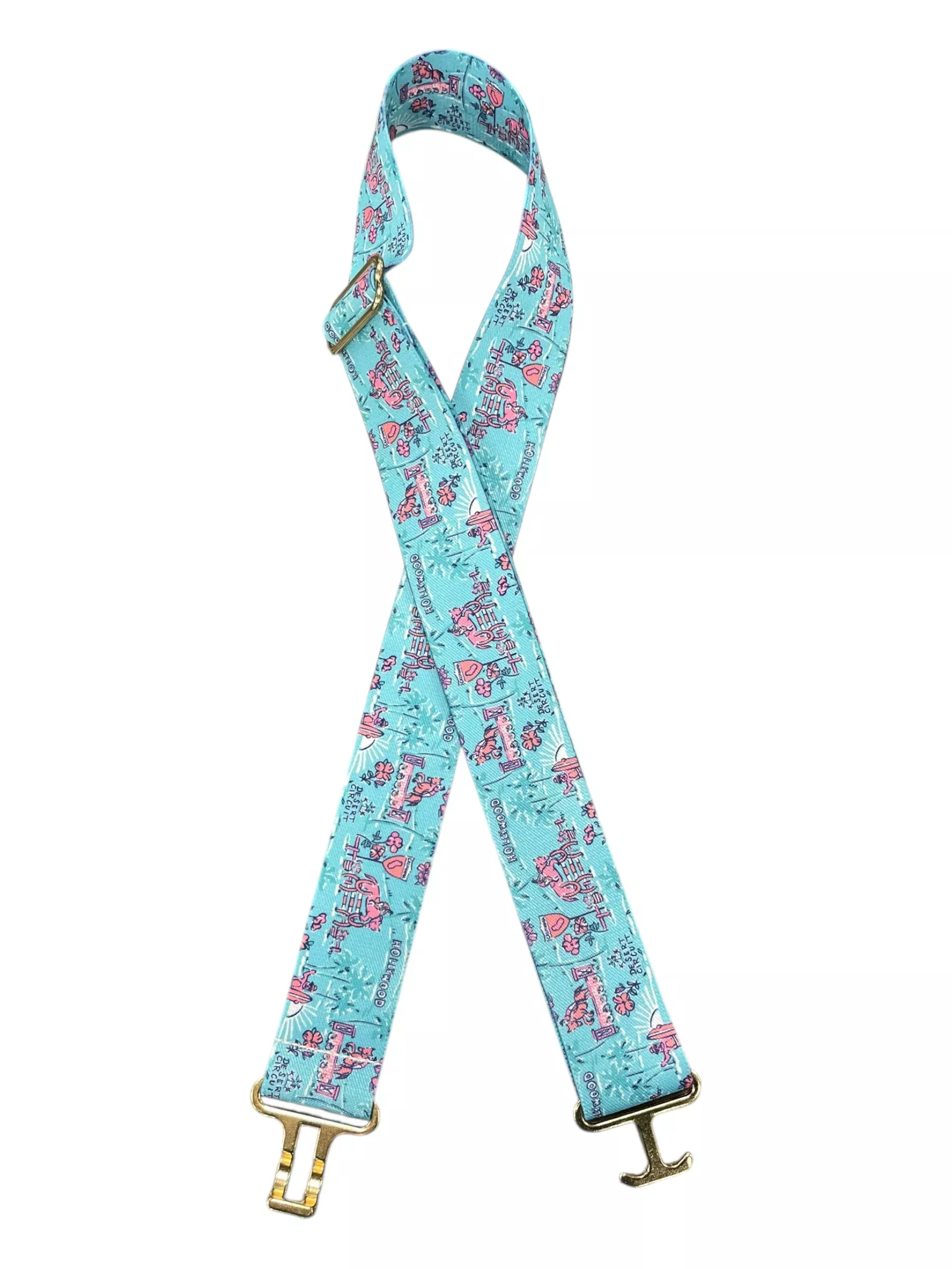 Adjustable Elastic Belt - Blue Hollywood Print - One Size Fits Most - USED