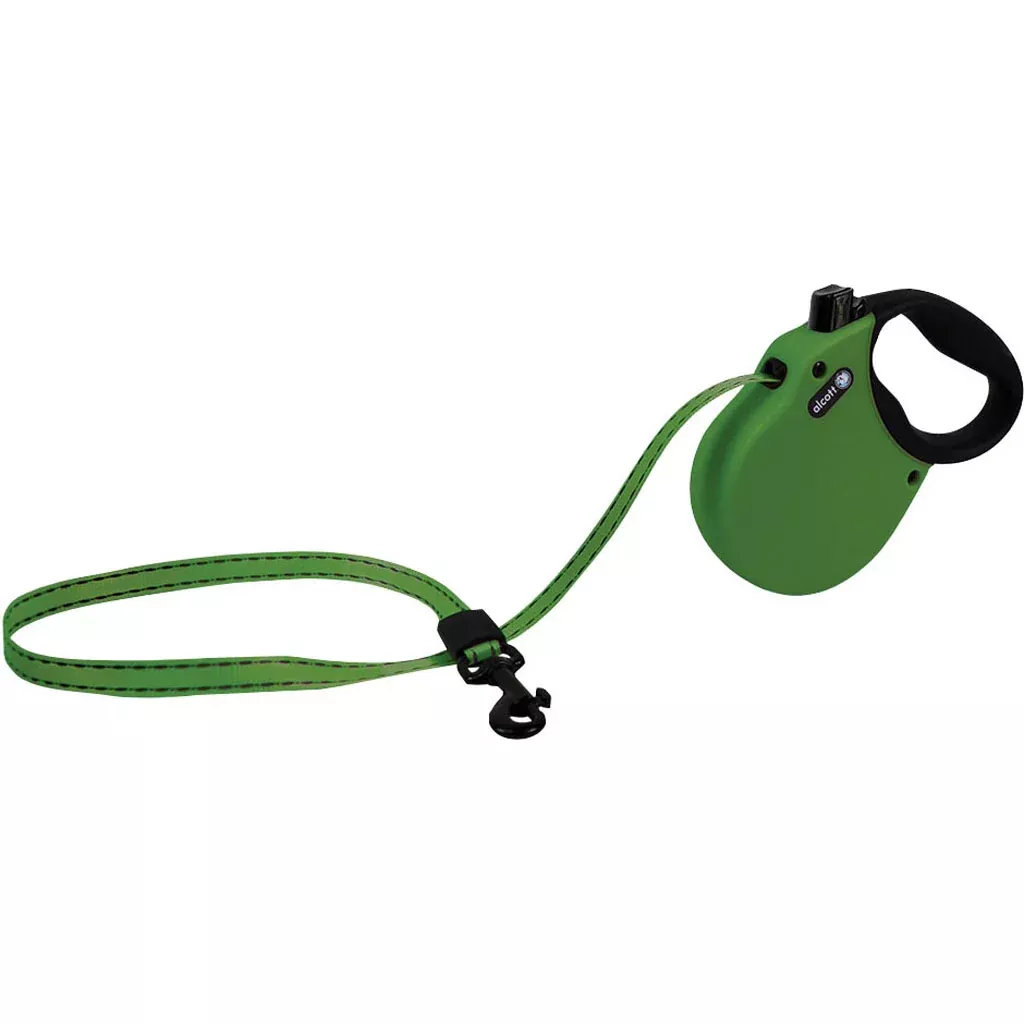 Alcott Adventure Retractable Belt Leash, X-Small, 10 Ft, Green