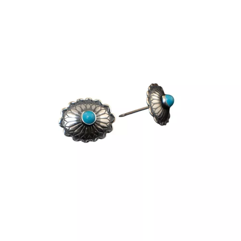 Alo Sterling Silver & Turquoise Small Stamped Oval Earrings