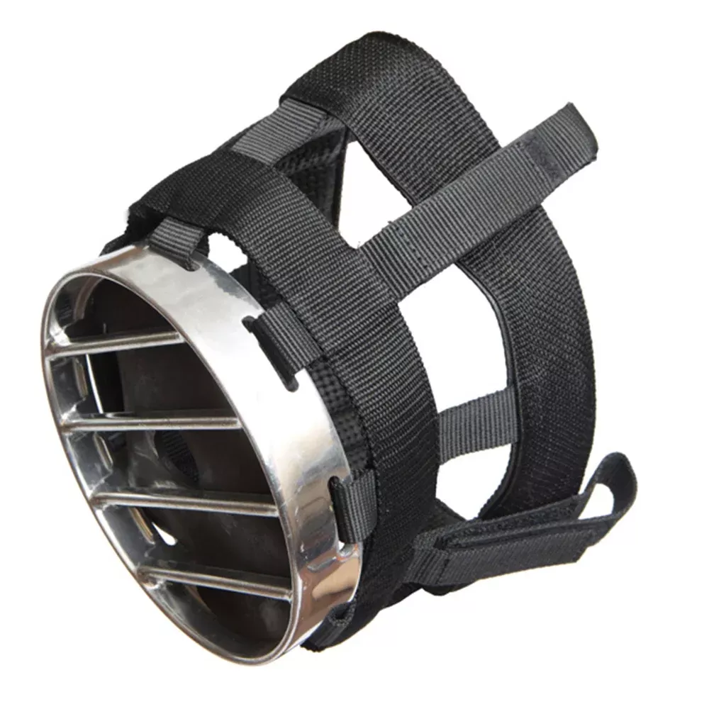 Aluminum Framed Cribbing Biting Muzzle Nylon Web Rubber Padding Black