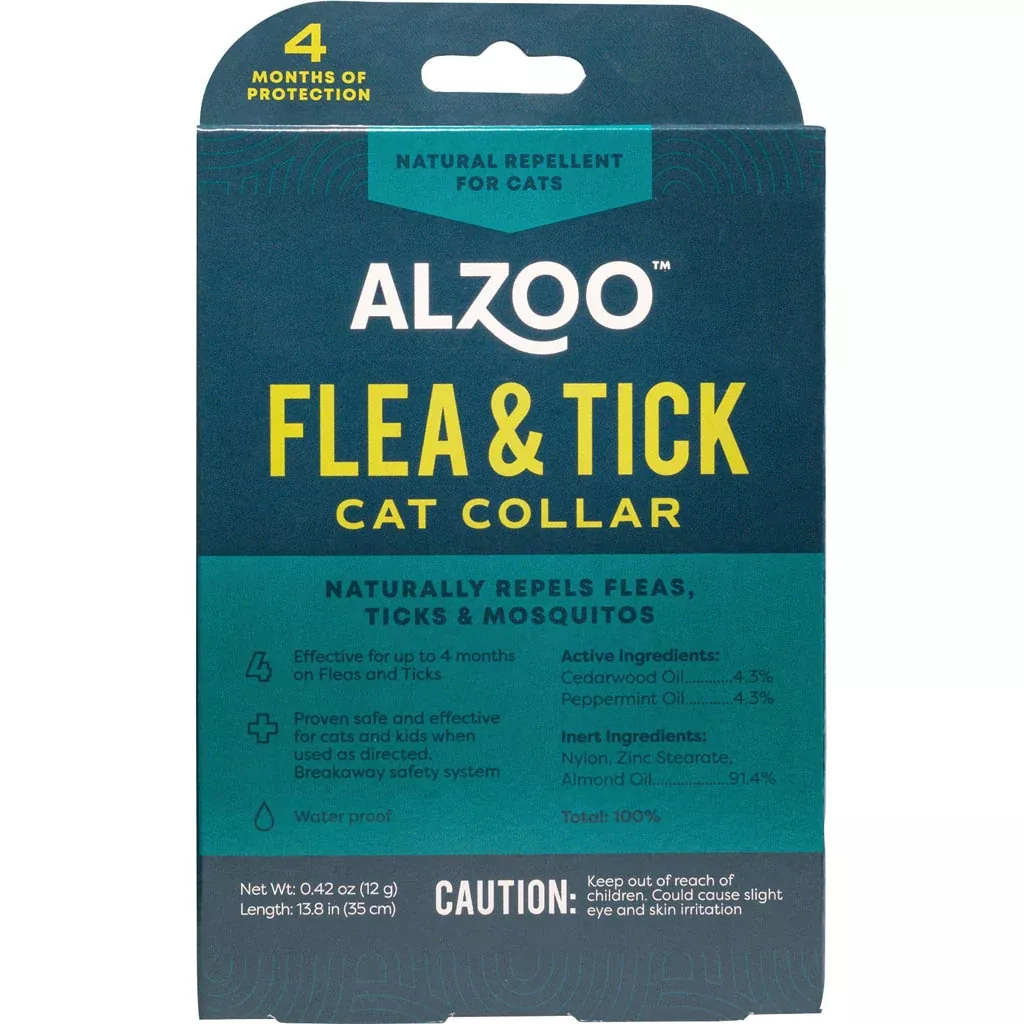 Alzoo Plant-Based Flea & Tick Cat Collar, 13.8 in