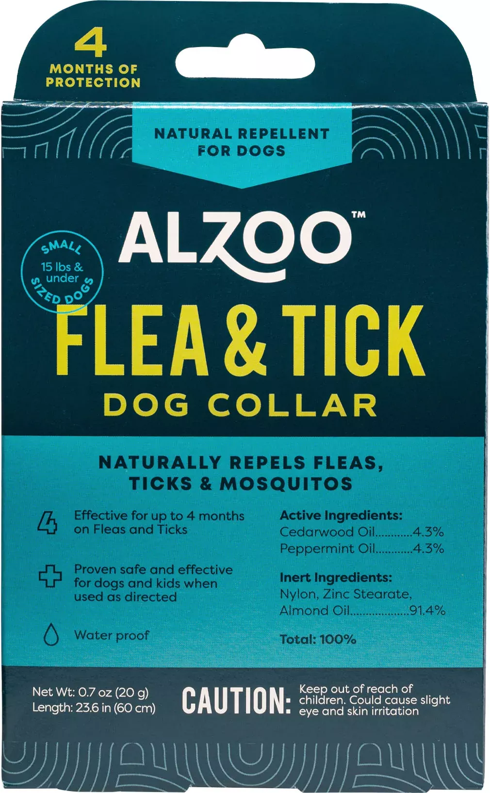 Alzoo Plant Based Flea & Tick Collar for Small Dogs, 23.6 in