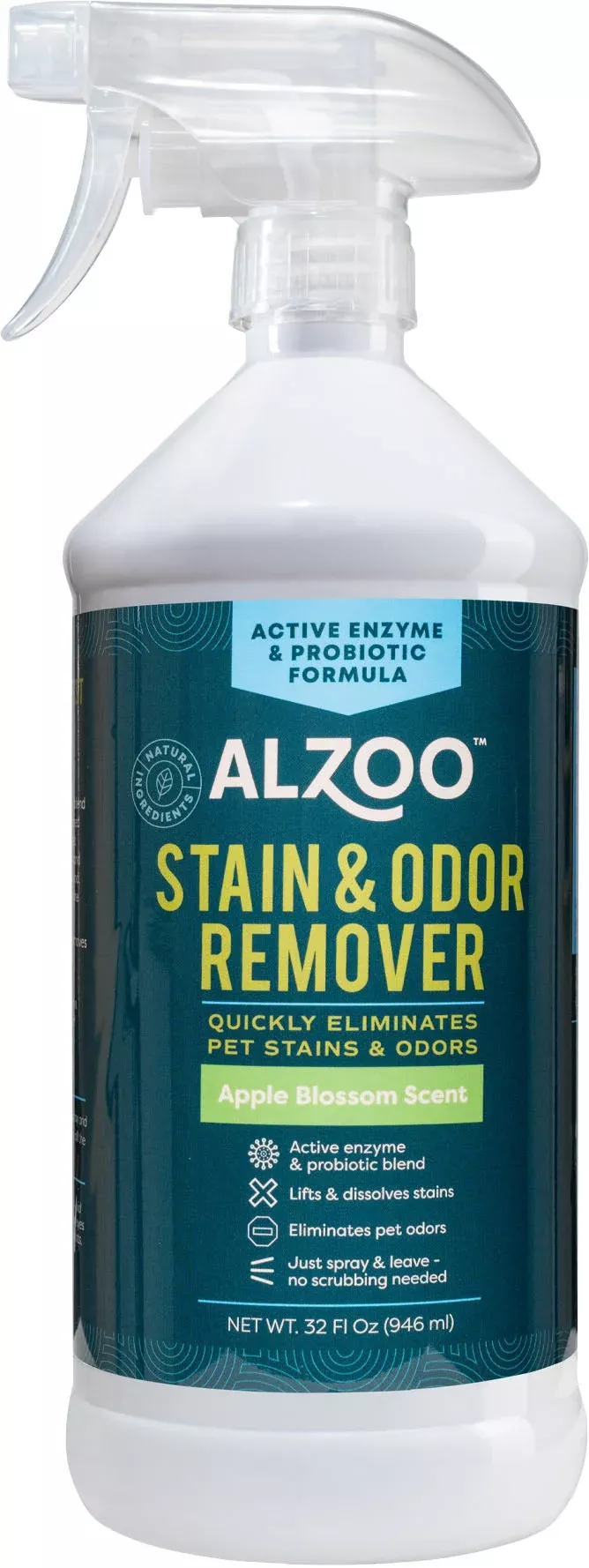 Alzoo Stain & Odor Remover Spray, Apple Blossom, 32 oz