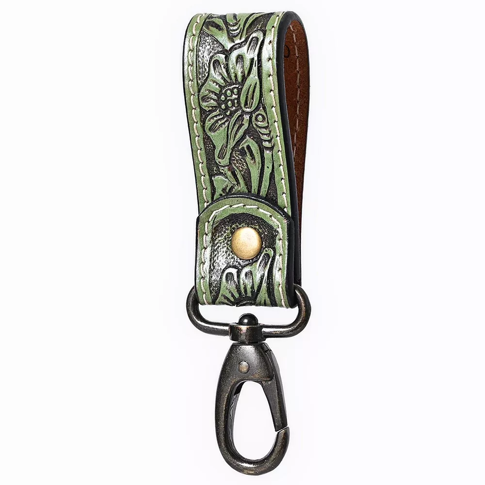 American Darling ADKR218 Hand Tooled Genuine Leather Wristlet Key Ring