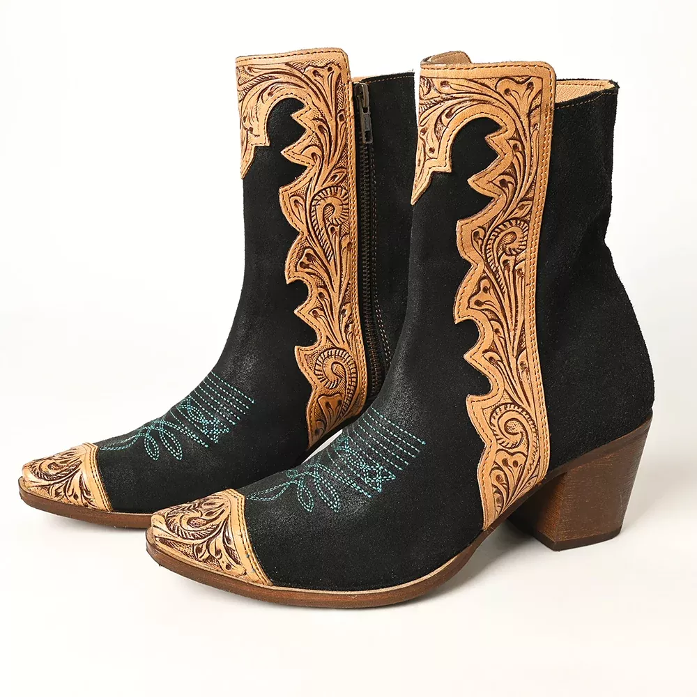 American Darling Hand Curved Boot stitched Genuine Western Suede Leather Long | Bag Handbag