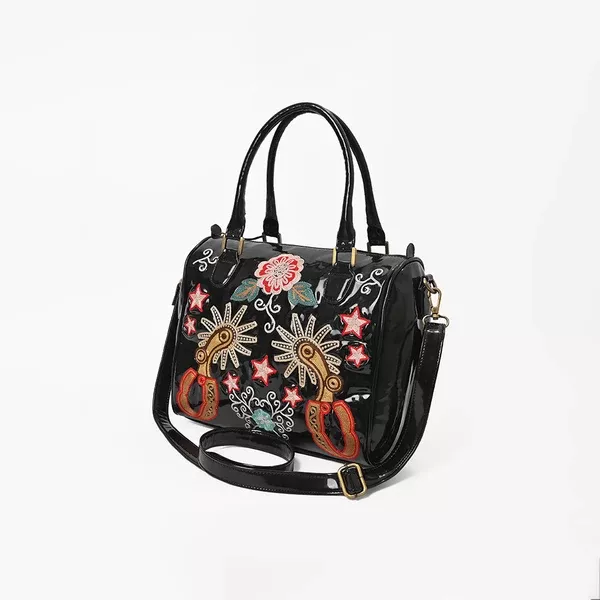 American Darling Patent Leather Western Barrel Handbag