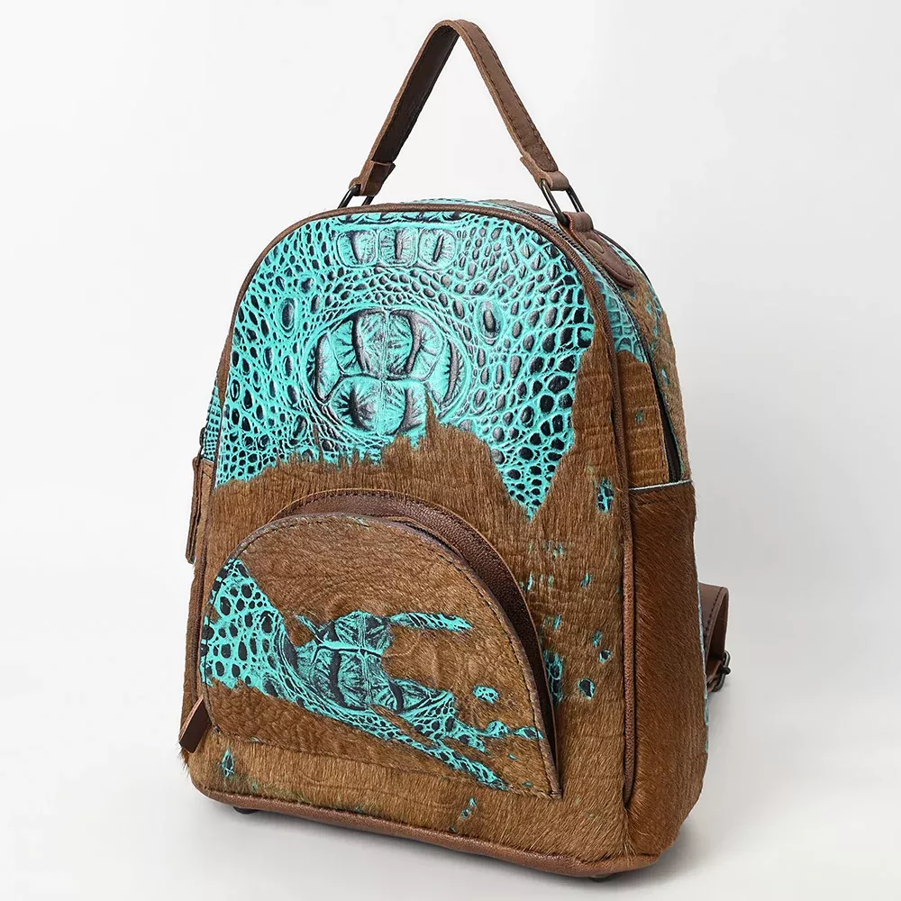 American Darling Western Backpack Bag Handcrafted from Crocodile Embossed Genuine Leather