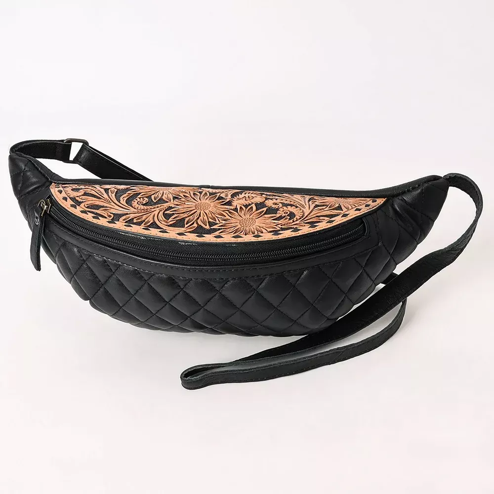 American Darling Western Fanny Pack Handcrafted from Quilted & Tooled Genuine Leather