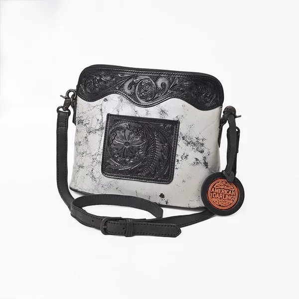 American Darling Western Leather Silver Crackle Crossbody
