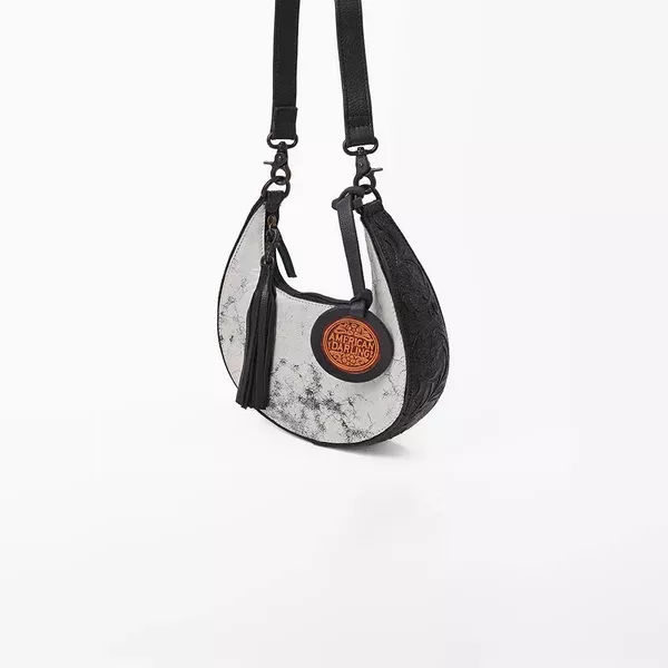 American Darling Western Leather Silver Crackle Hobo Bag