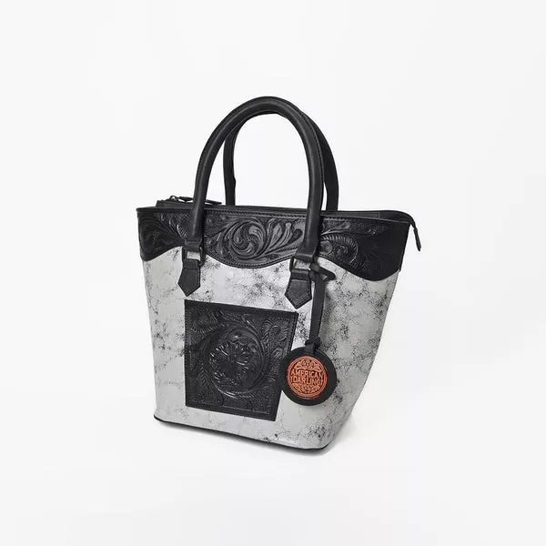 American Darling Western Leather Silver Crackle Tote Bag