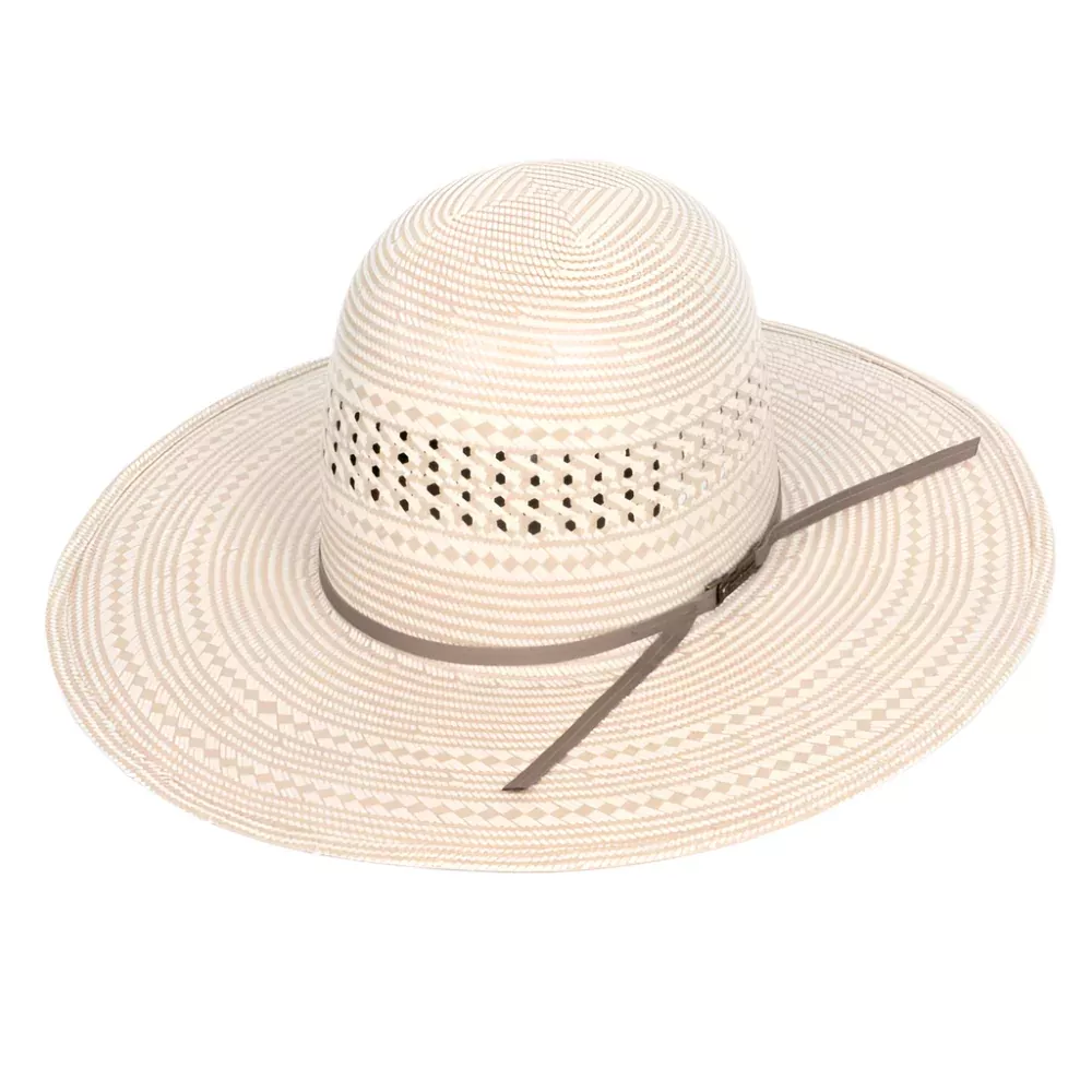 American Fancy Vent Two Tone 4 1/4" Open Crown Straw Hat