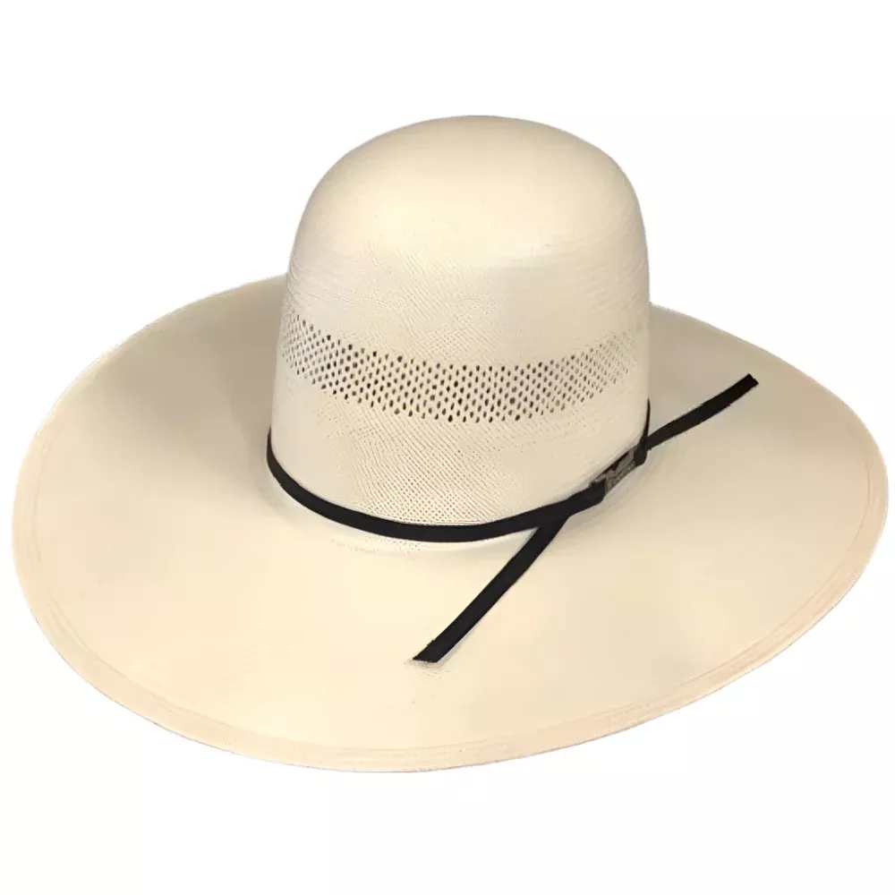 American Solid Weave Fancy Vent 4 1/4" Open Crown Straw Hat