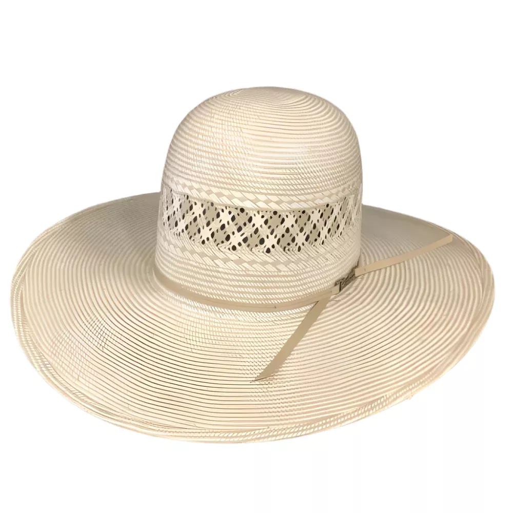 American Two Tone Vented 5" Brim Open Crown Straw Hat