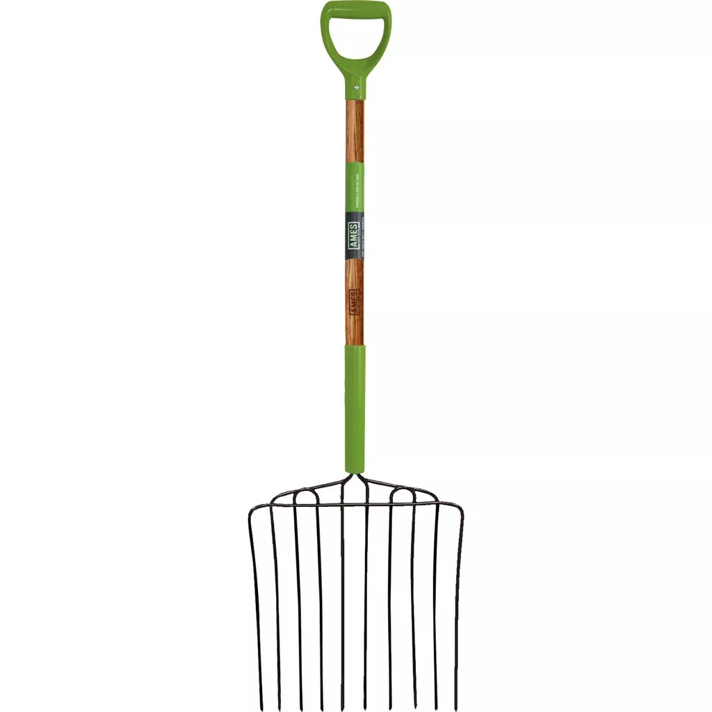 Ames 10-Tine Welded Ensilage Fork, D-Grip Handle, 30 in