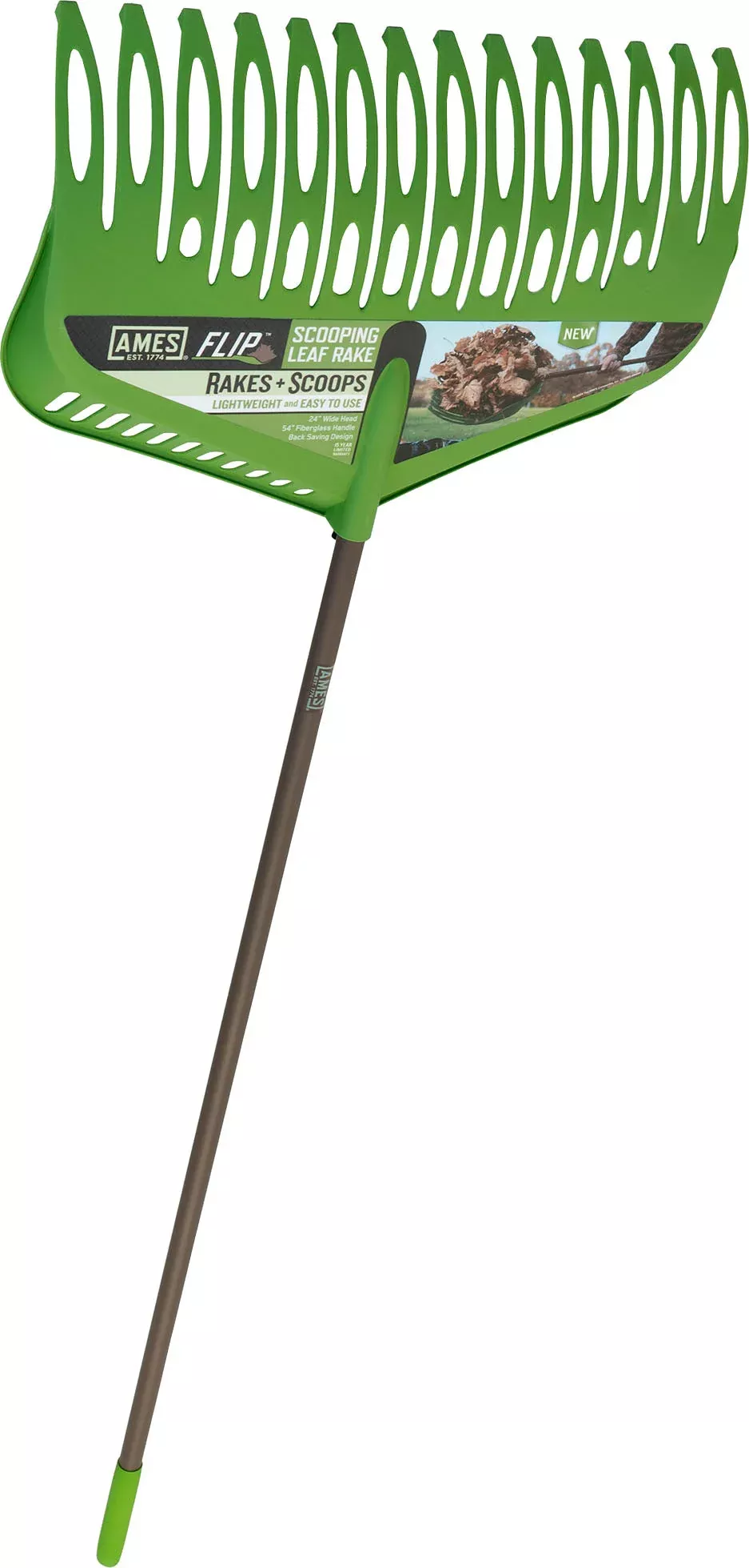 Ames Flip Scooping Leaf Rake 24 in Green