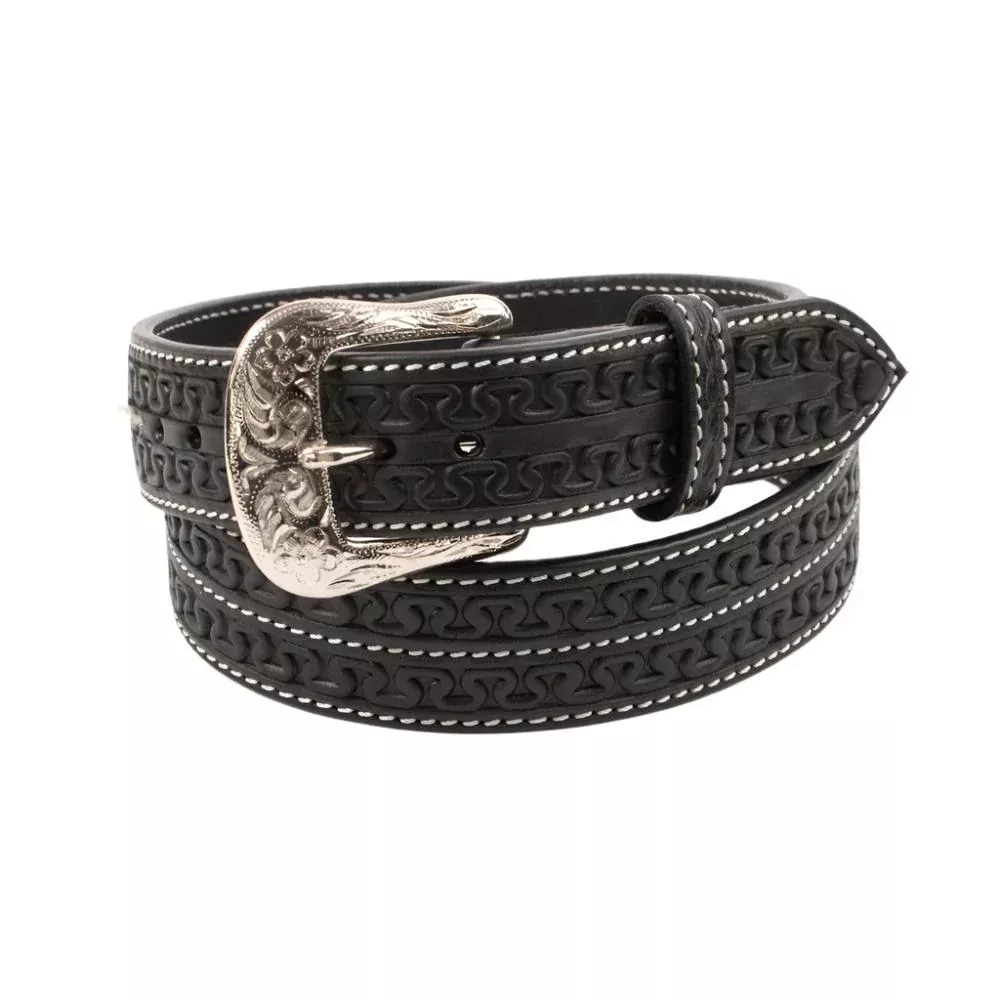 Anaconda Leather Running W Tooled Belt - FINAL SALE