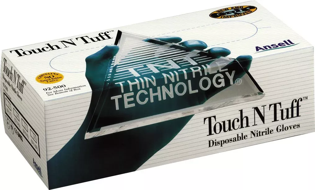 Ansell Touch N Tuff Disposable Nitrile Gloves, Medium, Teal, 100 Count