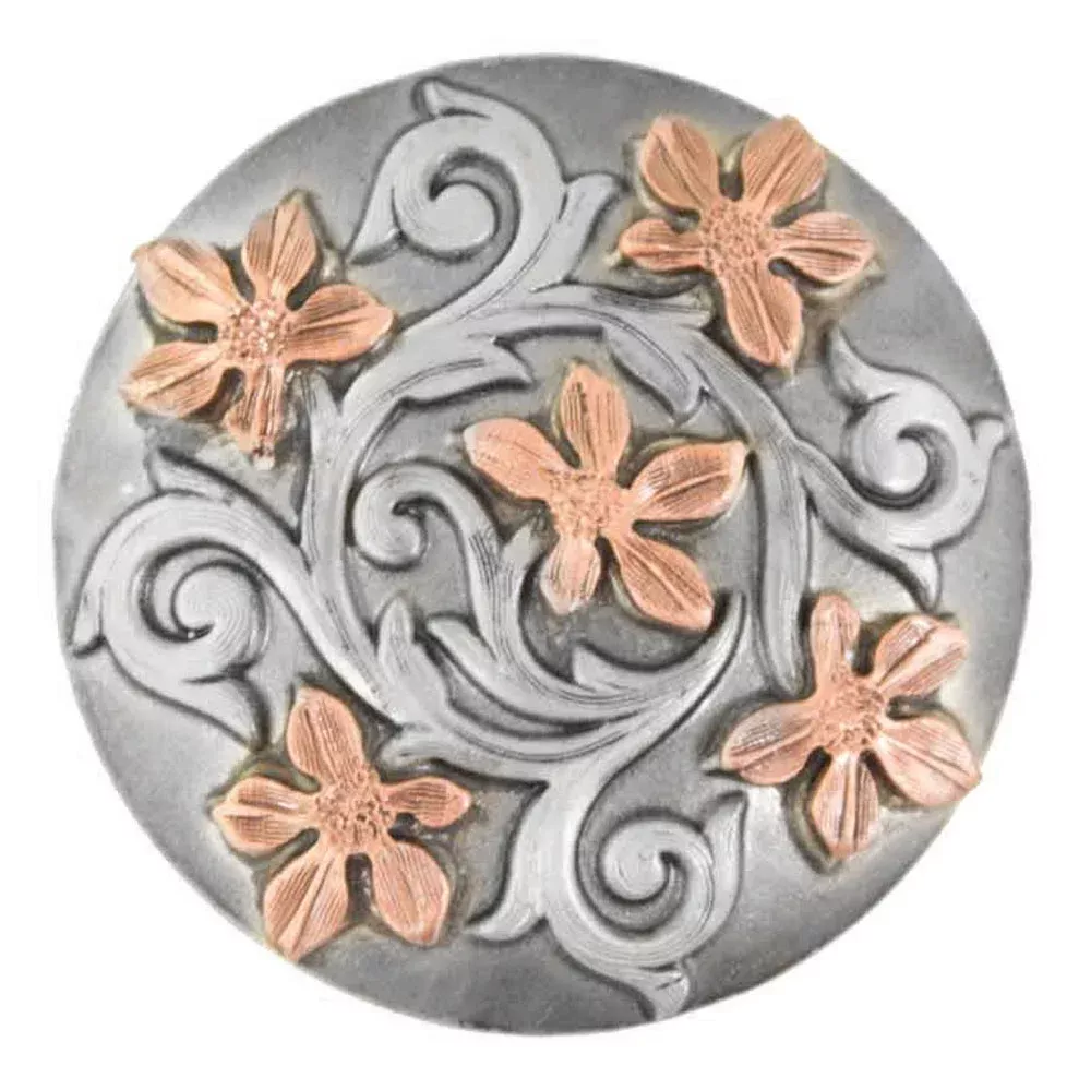 Antique Copper Flower Scroll Concho