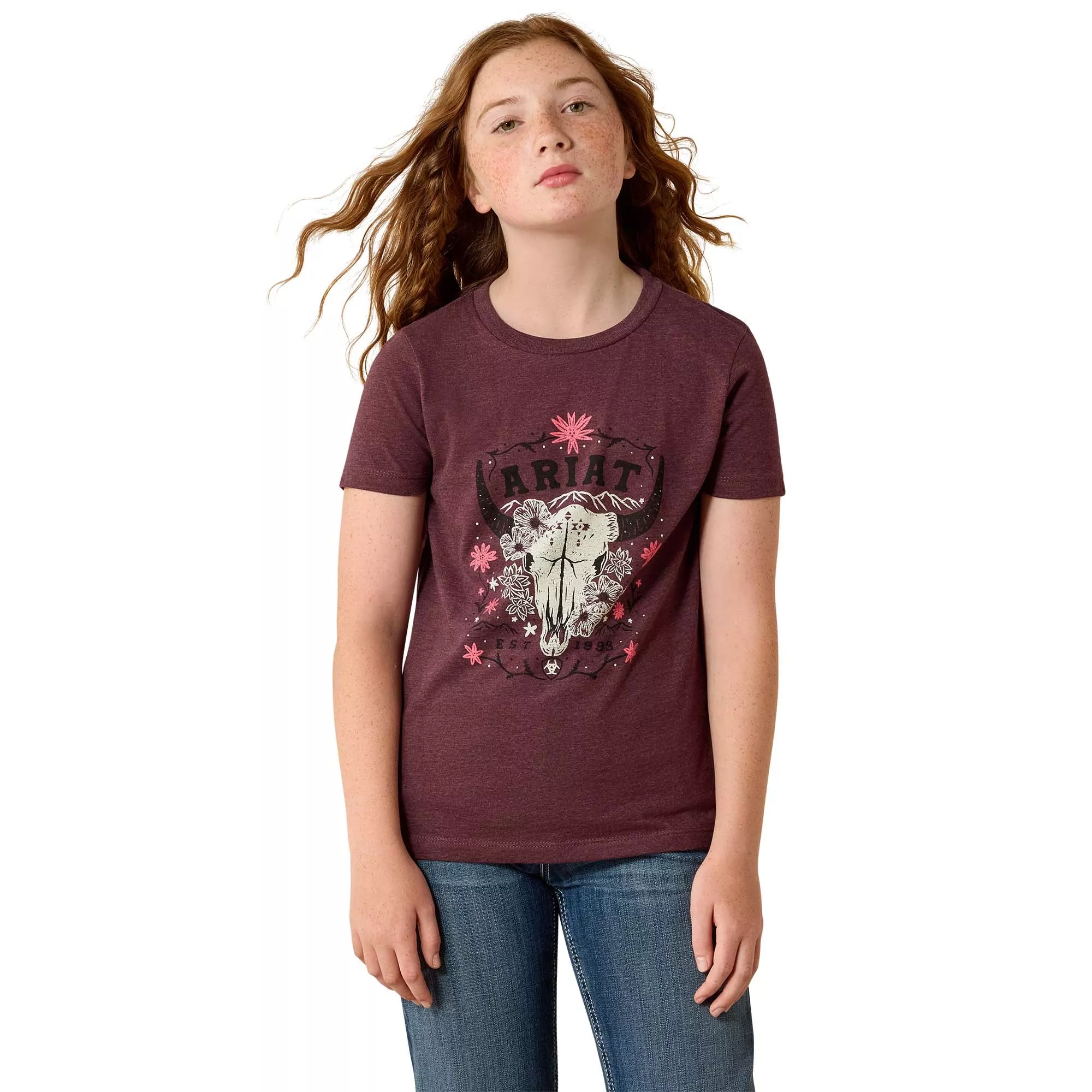 Ariat Girls' Skulls Florals T-Shirt