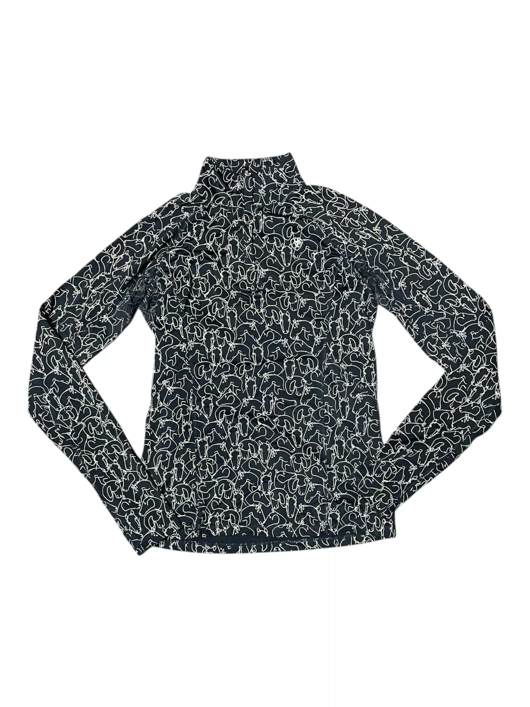 Ariat LS Base Layer - Dark Navy/Cream Horses - S - USED