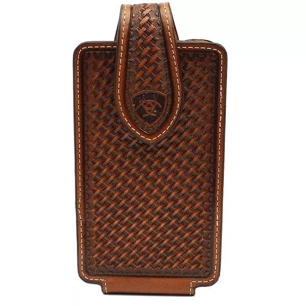 Ariat Men'S Basketweave Embossed Cell Phone Case Brown