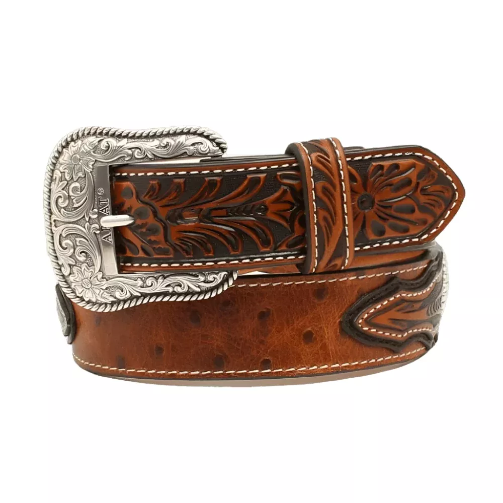 Ariat Men's Ostrich Embossed Brown Belt