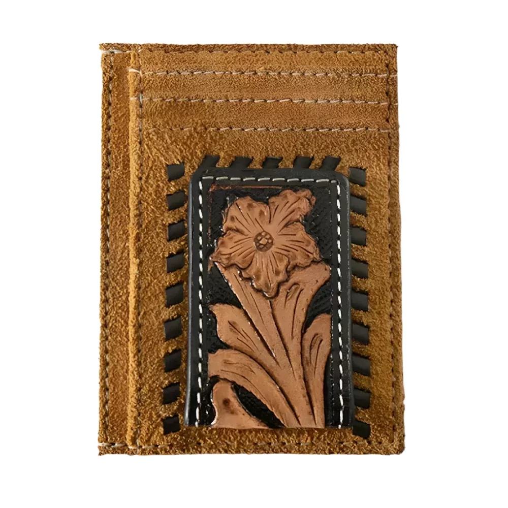 Ariat Roughout Floral Overlay Money Clip