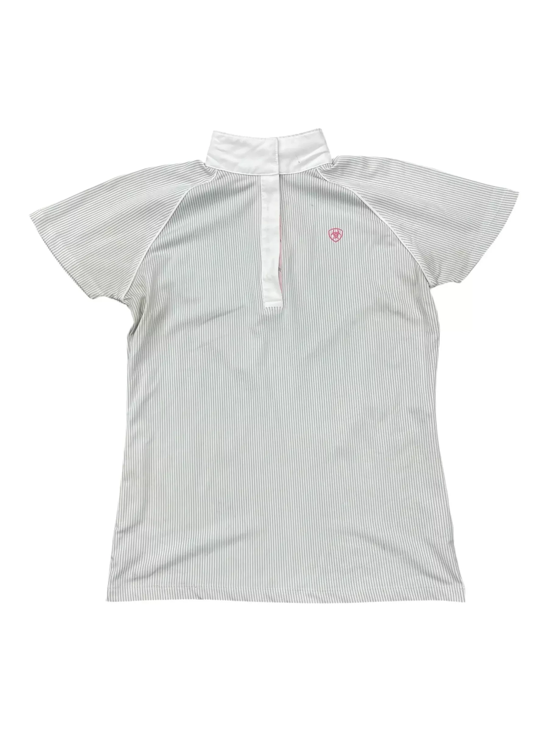 Ariat SS Show Shirt - Gray/Pink - S - USED