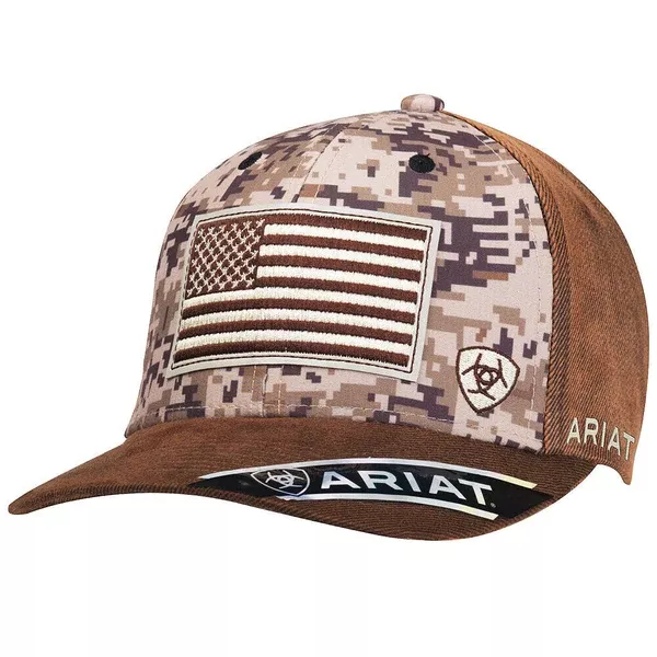 Ariat Western Cap Mens Baseball Snap Back One Size Camo Beige