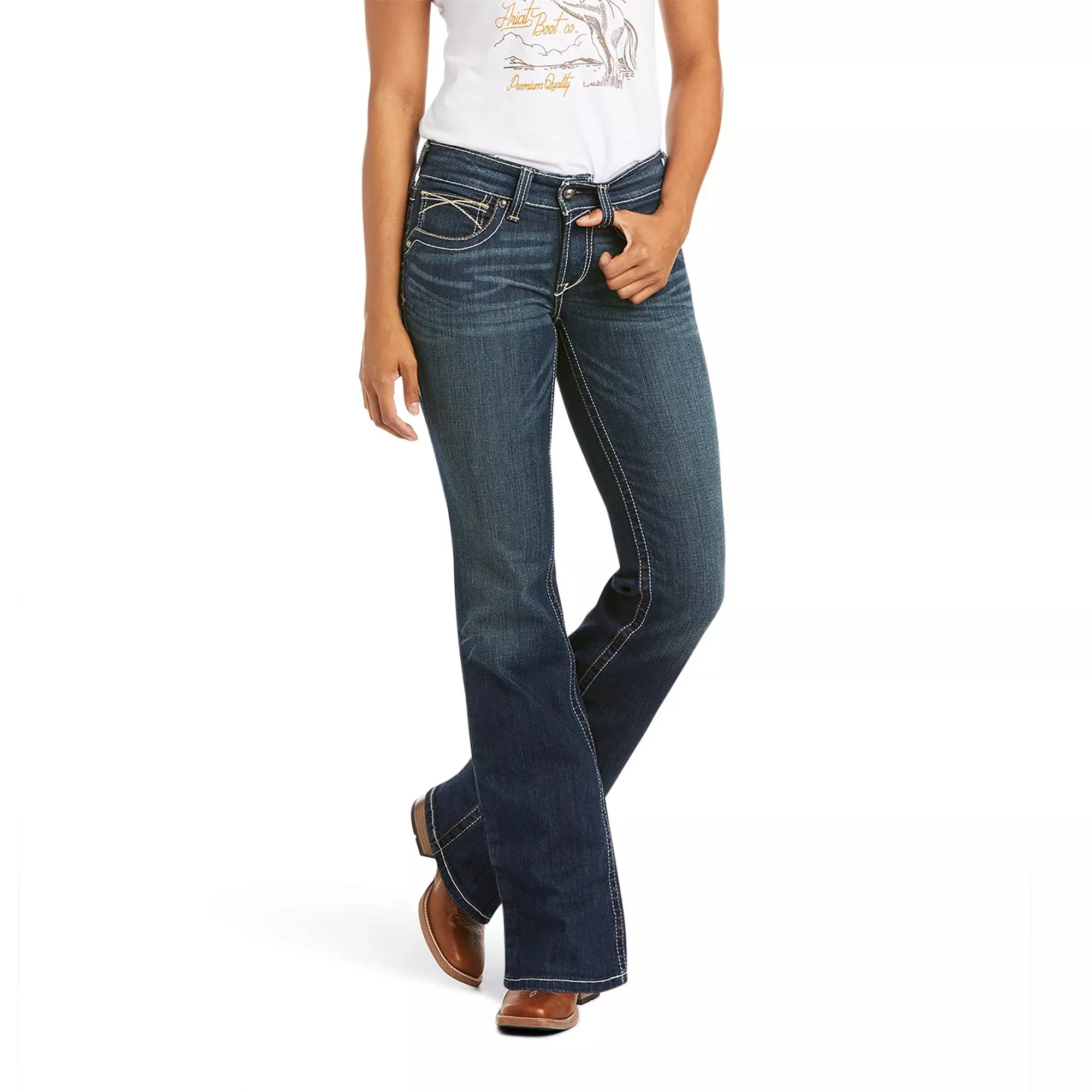 Ariat Women's R.E.A.L. Mid Rise Stretch Whipstitch Boot Cut