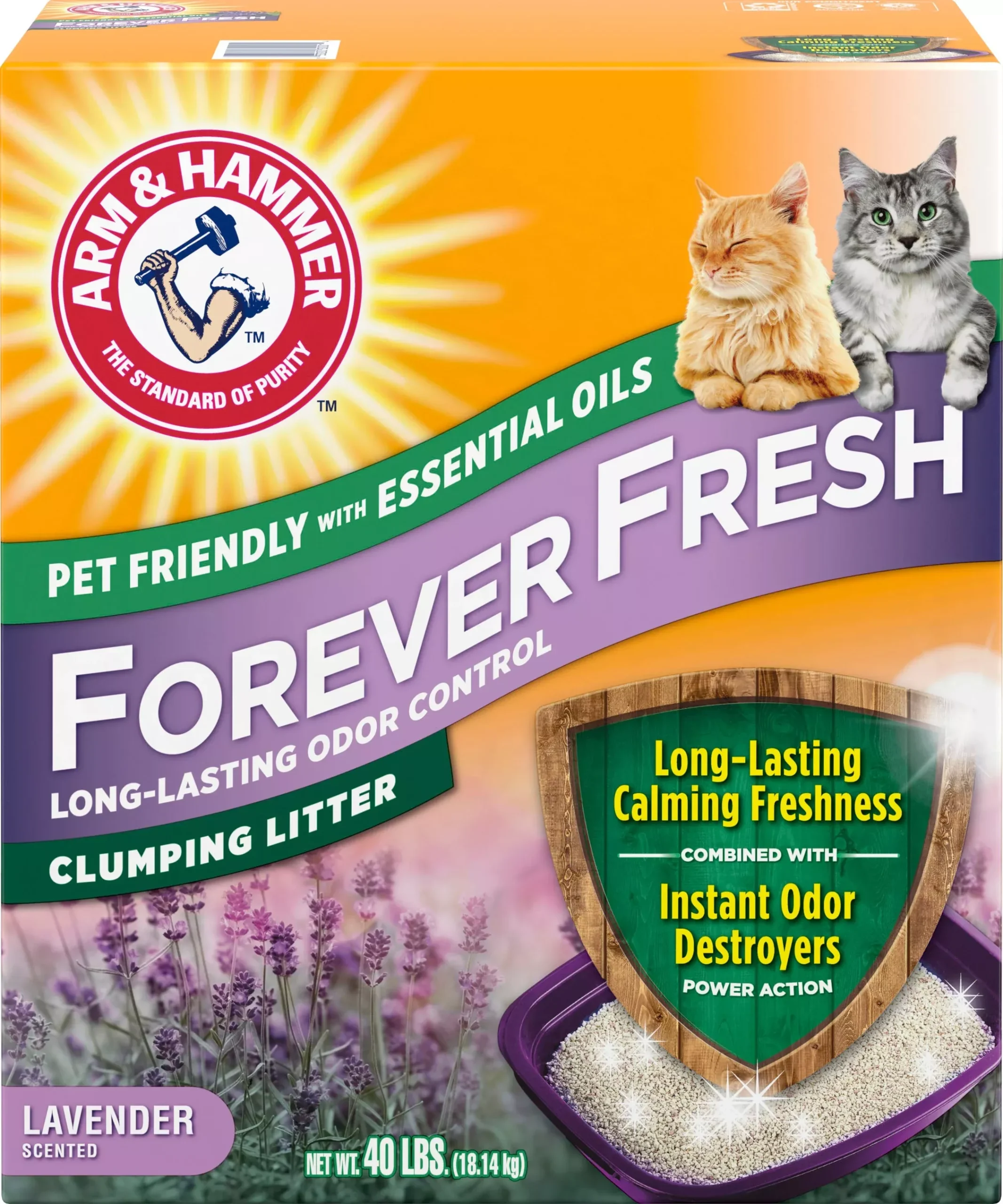 Arm & Hammer Forever Fresh Clumping Litter, Lavender, 40 lb