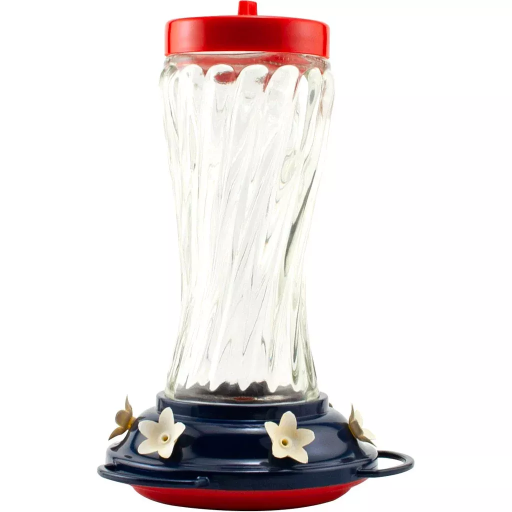 Audubon Patriotic Swirl Glass Hummingbird Feeder 16 oz