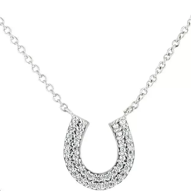 AWST Int'l Rhodium & CZ Horseshoe Necklace